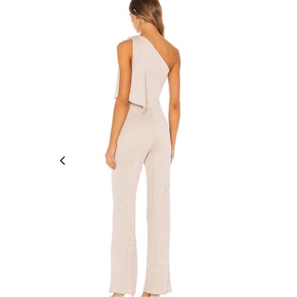 NWT LOVERS + FRIENDS Revolve Nude Asymmetrical One Shoulder Jumpsuit L - Picture 3 of 12